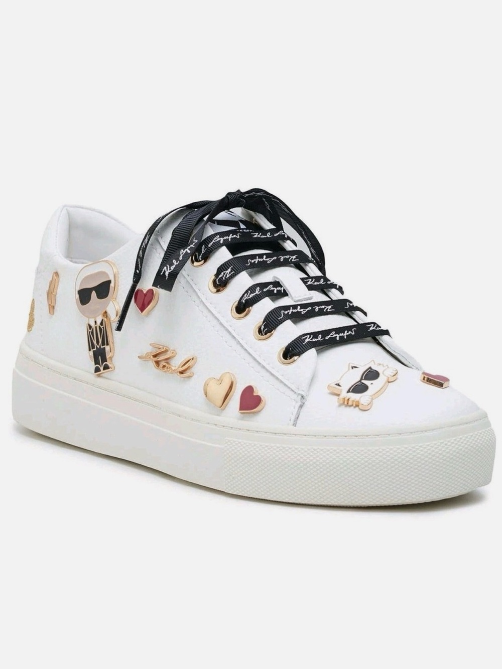 Karl Lagerfeld Sneakers Size 38.5 White Leather K Ikonik Charm Shoes